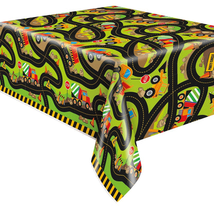 Table Cover - Plastic, Construction Party, 54" x 84"