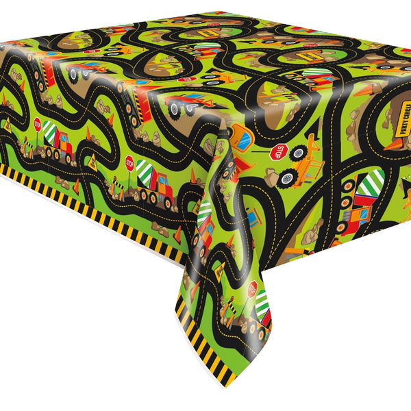 Table Cover - Plastic, Construction Party, 54" x 84"