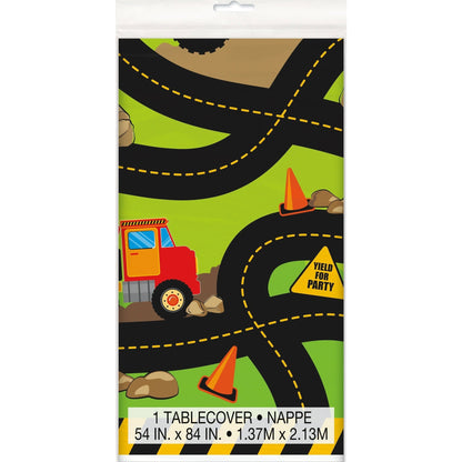 Table Cover - Plastic, Construction Party, 54" x 84"