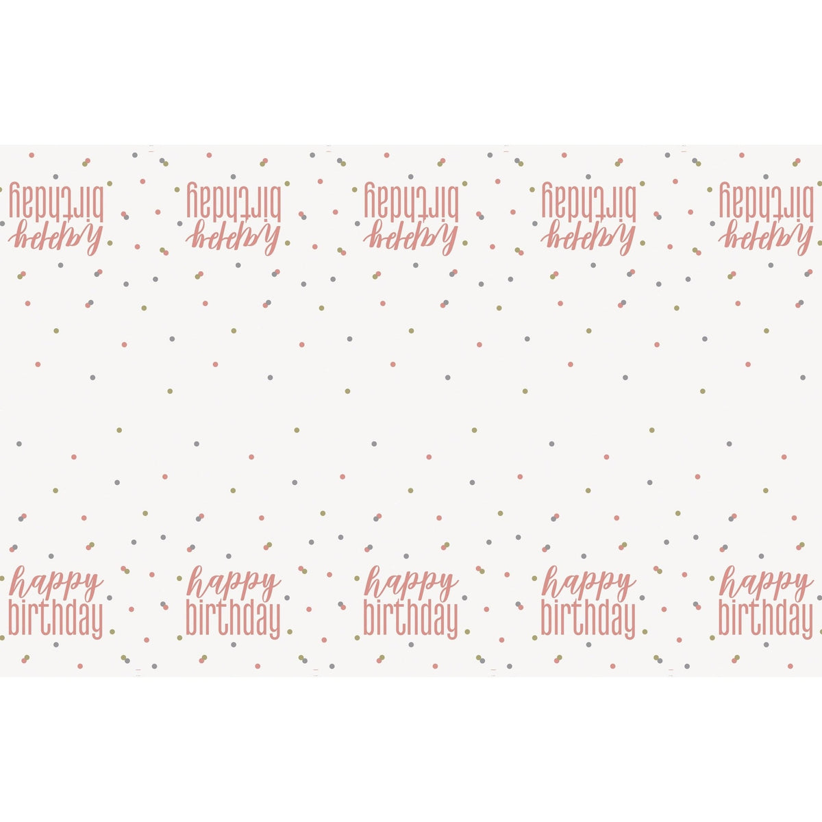 Table Cover - Plastic, Glitz Rose Gold, "Happy Birthday", 54" x 84"