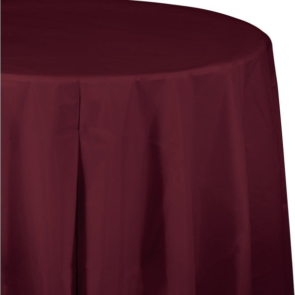 Table Cover Plastic Octagonal Round 1 Count 82" Burgundy