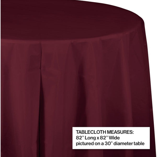Table Cover Plastic Octagonal Round 1 Count 82" Burgundy