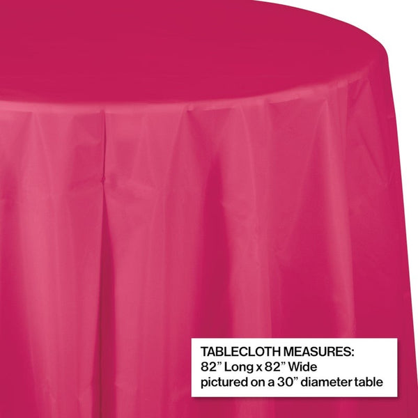 Table Cover Plastic Octagonal Round 1 Count 82" Hot Magenta