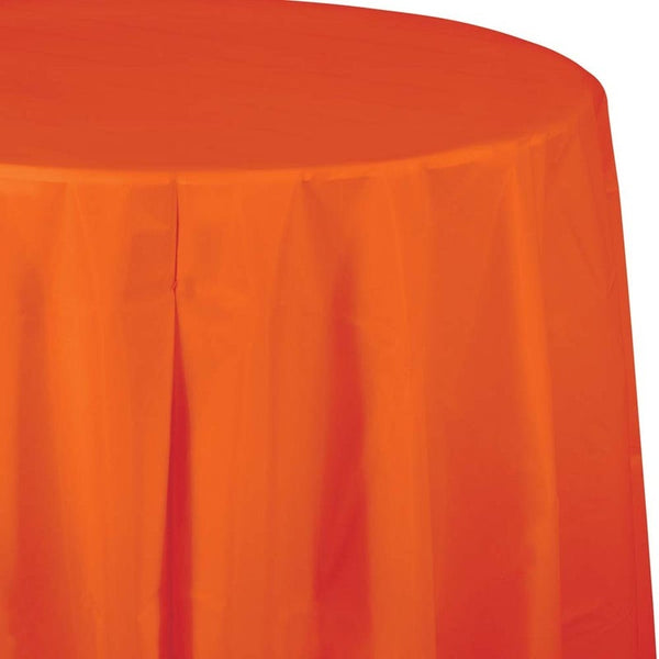 Table Cover Plastic Octagonal Round 1 Count 82" Sunkissed Orange