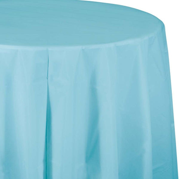 Table Cover, Plastic, Round, 82" – Pastel Blue