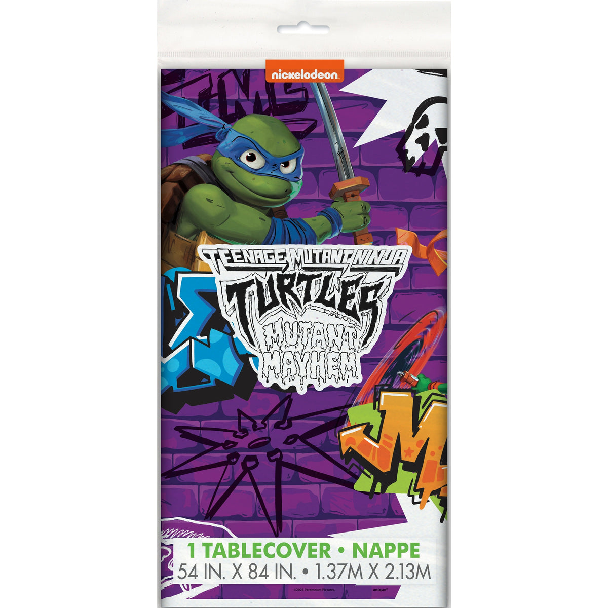 Table Cover - Plastic, TMNT Mutant Mayhem, 54 x 84"