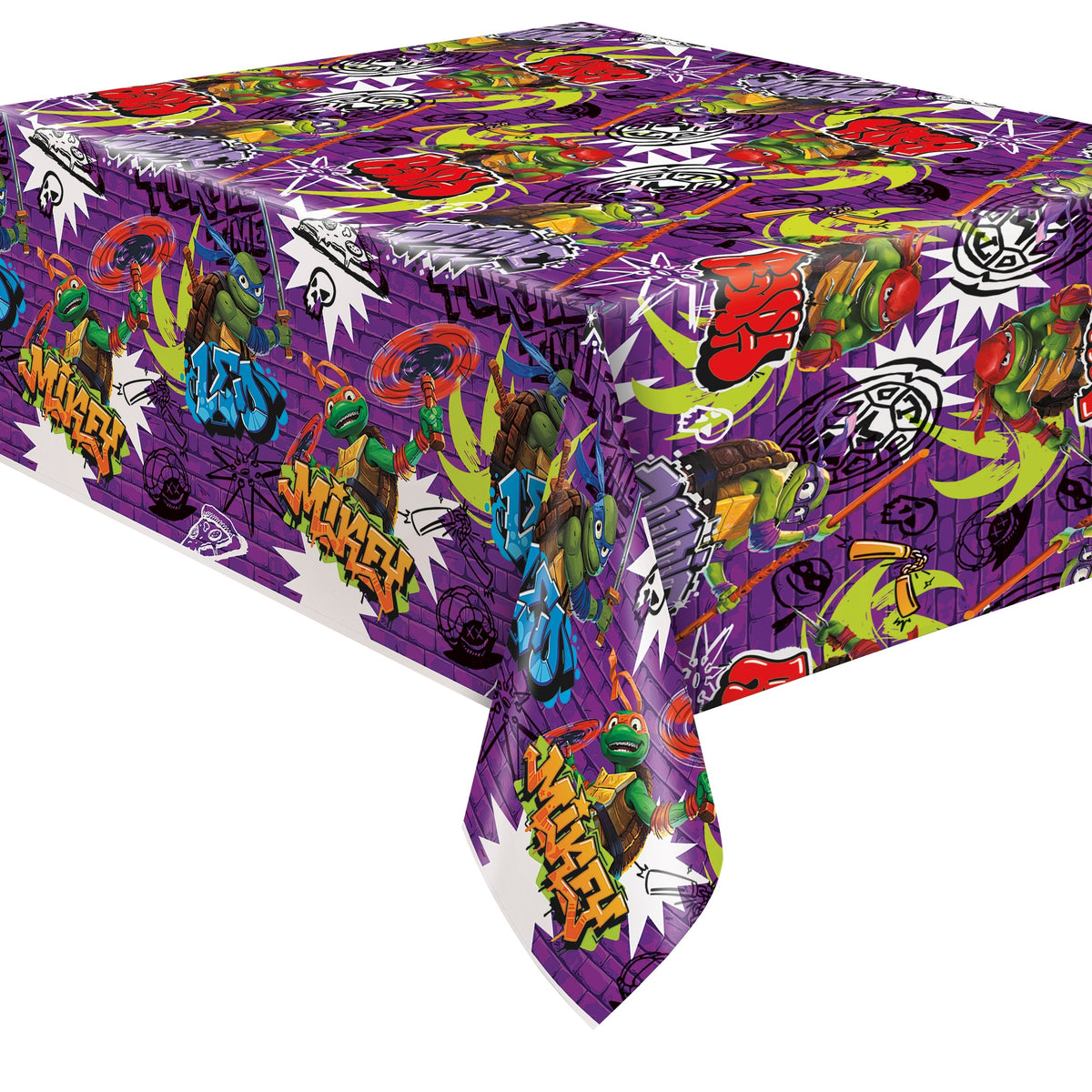 Table Cover - Plastic, TMNT Mutant Mayhem, 54 x 84"