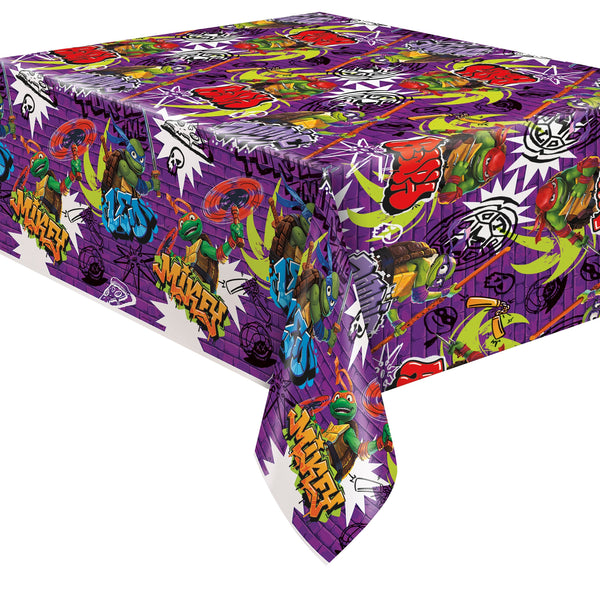 Table Cover - Plastic, TMNT Mutant Mayhem, 54 x 84"