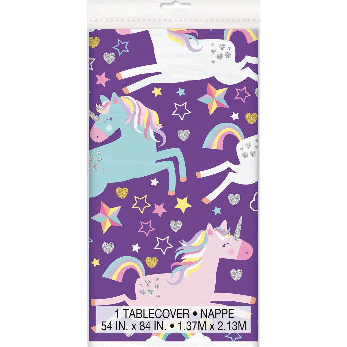 Table Cover - Plastic, Unicorn, 54 x 84"