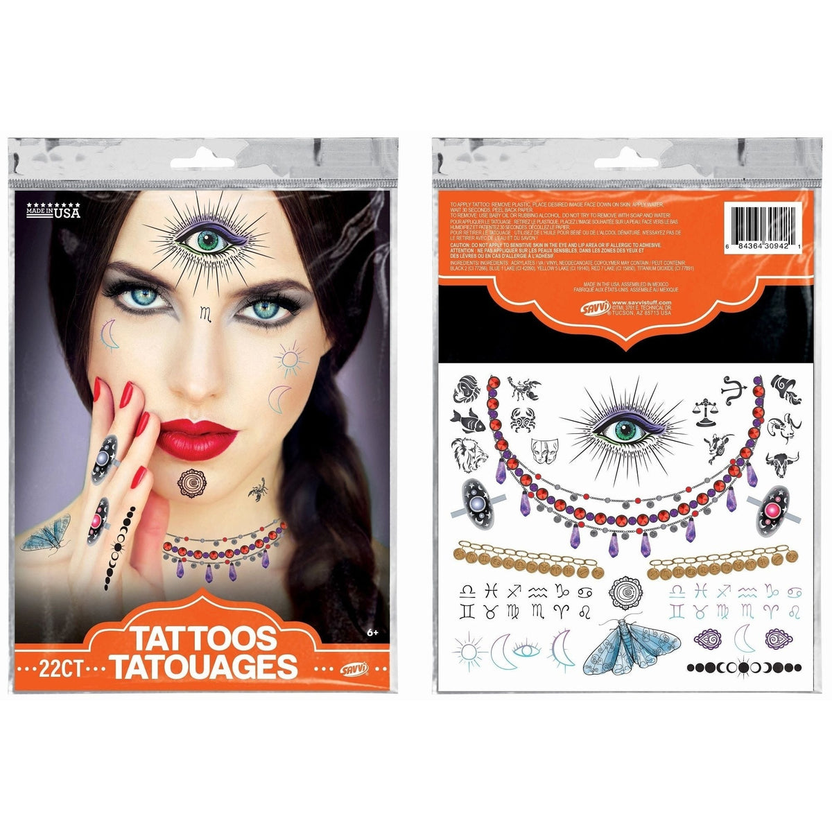 Tattoos - Fortune Teller, Temporary, 16 Count