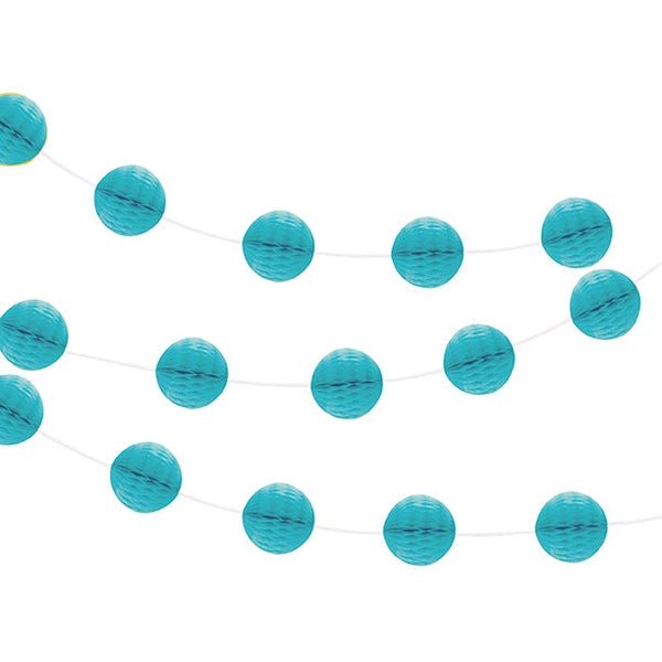 Terrific Teal Honeycomb Ball & Garland – 7ft