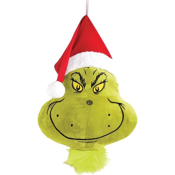 The Grinch Head With Santa Hat Plush Door Hanger - 1 Piece
