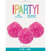 Tissue Puff Decorations – 9" 3-Pack – Hot Pink
