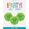Tissue Puff Decorations – 9" 3-Pack – Lime Green
