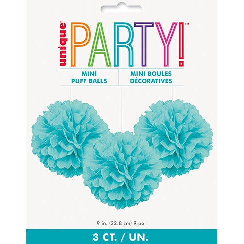 Tissue Puff Decorations – 9" 3-Pack – Terrific Teal