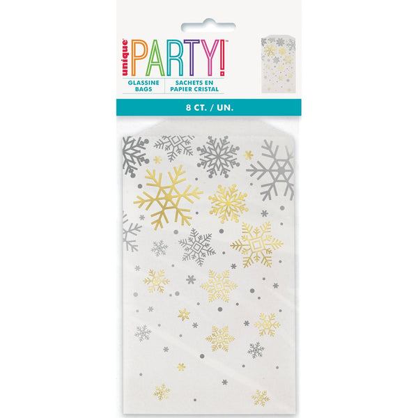 Treat Bags - Silver and Gold Snowflake, 8 Count