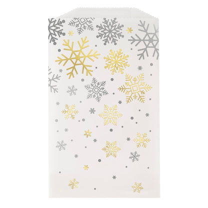 Treat Bags - Silver and Gold Snowflake, 8 Count