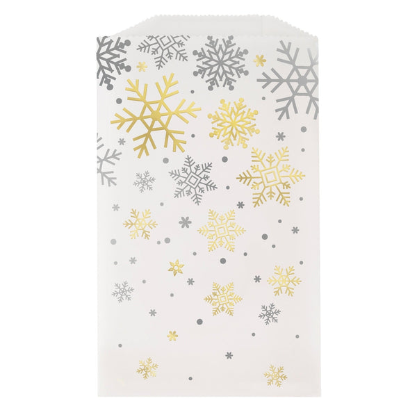 Treat Bags - Silver and Gold Snowflake, 8 Count