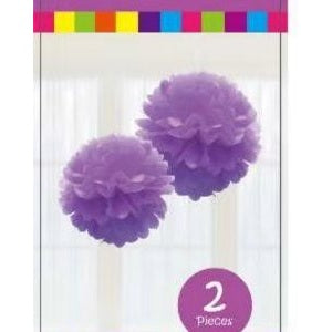 Two Lavender Tissue Decoration Pom Poms