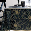 Unique Black and Gold Spider Web Halloween Plastic Tablecloth, 84" X 54"