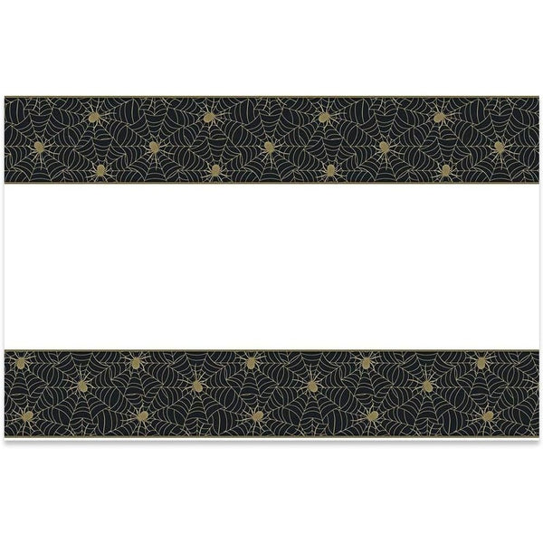 Unique Black and Gold Spider Web Halloween Plastic Tablecloth, 84" X 54"