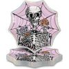Unique Pink Floral Skulls Halloween Spiderweb-Shaped Dessert Plates - 8.25" Pack of 8 - Iridescent Foil Stamping, Perfect for Halloween Treats and Spooky Celebrations