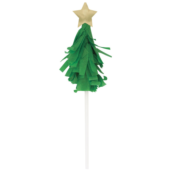 Vibrant Christmas Tree-shaped Cake Toppers, 6 Count