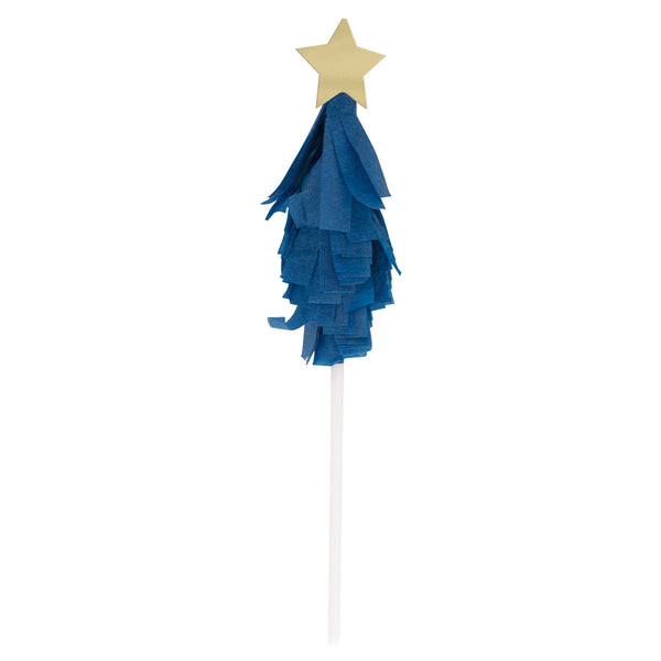 Vibrant Christmas Tree-shaped Cake Toppers, 6 Count