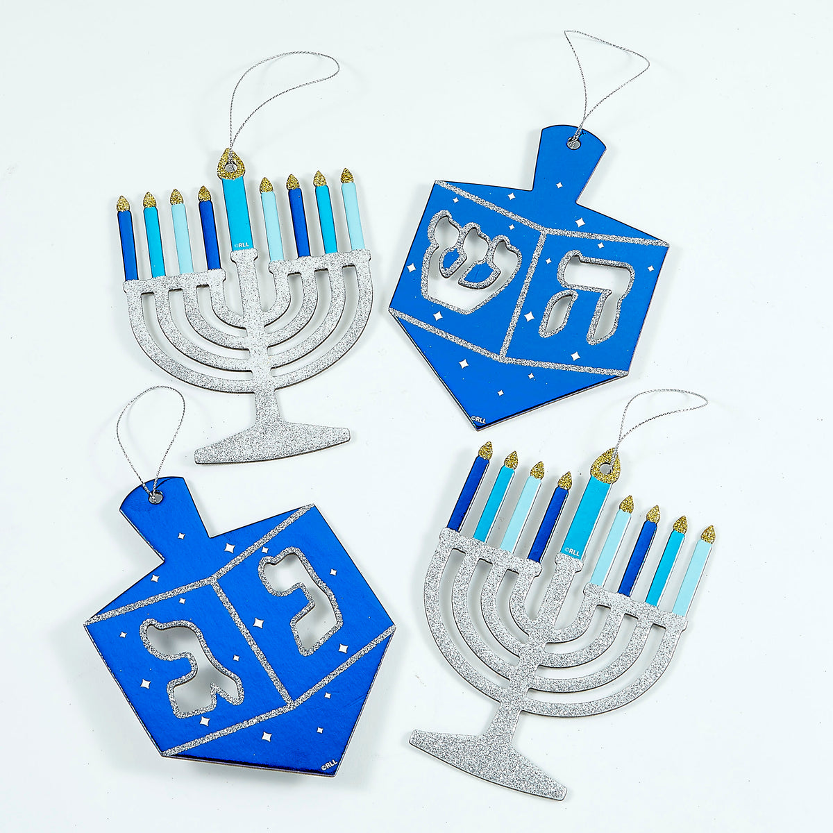 Hannukah Glitter & Foil Decor, Set of 4