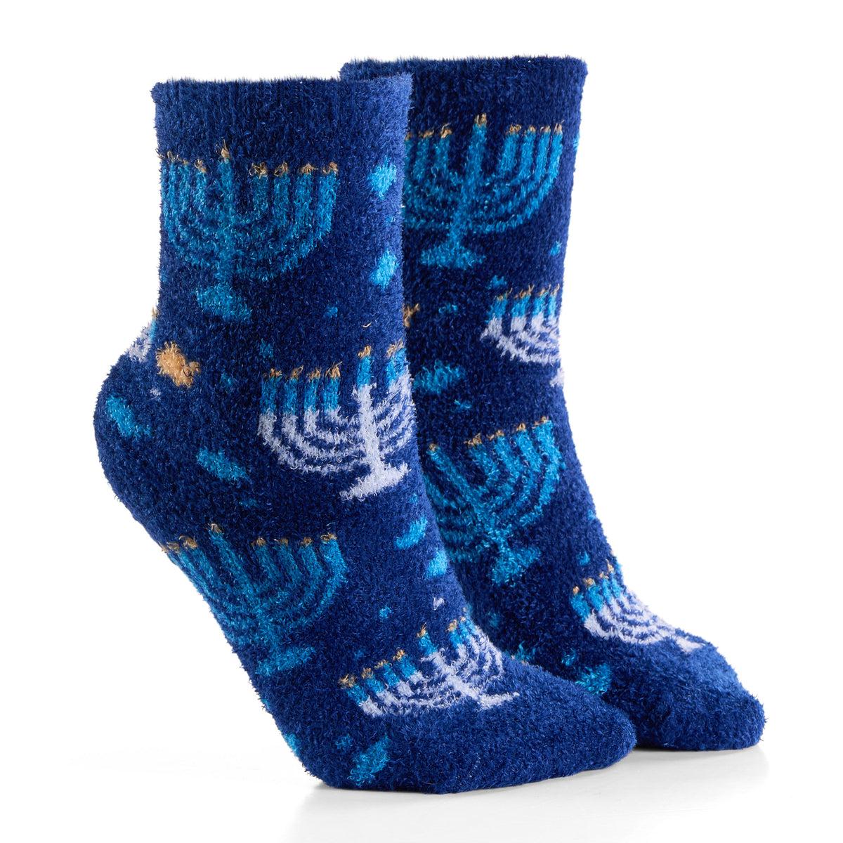 Hanukkah Kids Cozy Slipper Socks with Menorah Pattern