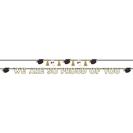 We Are So Proud Of You Letter Banner Kit - Black, Silver, Gold