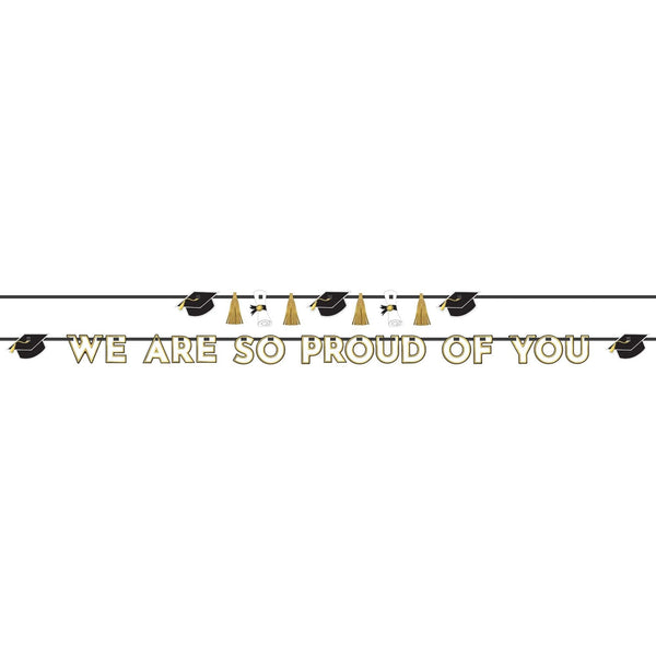 We Are So Proud Of You Letter Banner Kit - Black, Silver, Gold