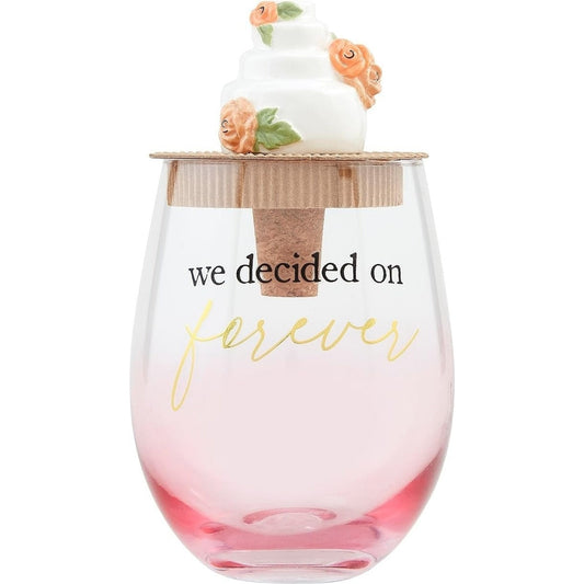 We Decided Wine Glass & Stopper Set