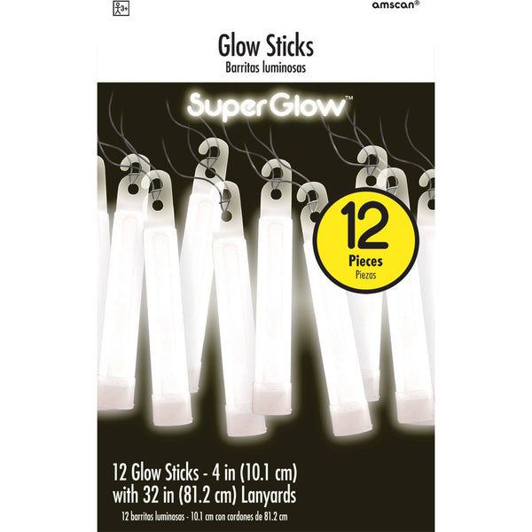 White Glow Stick Necklaces, Pack of 12