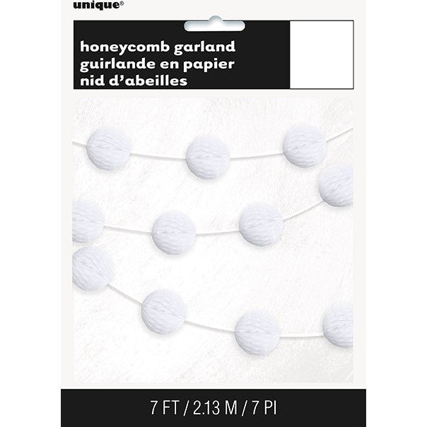 White Honeycomb Ball Garland – 7ft