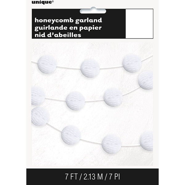 White Honeycomb Ball Garland – 7ft
