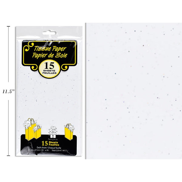 White Tissue Paper with Confetti 15 Sheets 20x20in