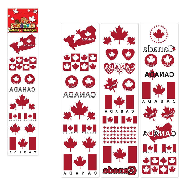 Woody's Canada Flag Tattoos, 3 Styles