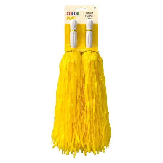 Yellow Cheer Pom Poms, 2 Count