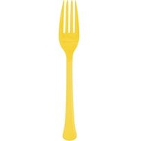 Yellow Solid Premium Plastic Forks, 20 Count