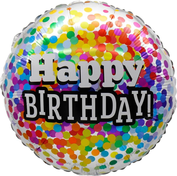 Happy Birthday Rainbow Confetti 18" Foil Balloon