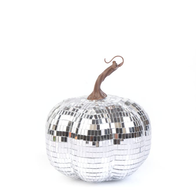 4" Silver Disco Tile Pumpkin