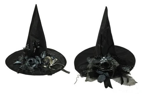 Witch Hat with Gothic Flowers, 17"