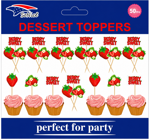 Berry Sweet Strawberry Party Picks, 50 Count