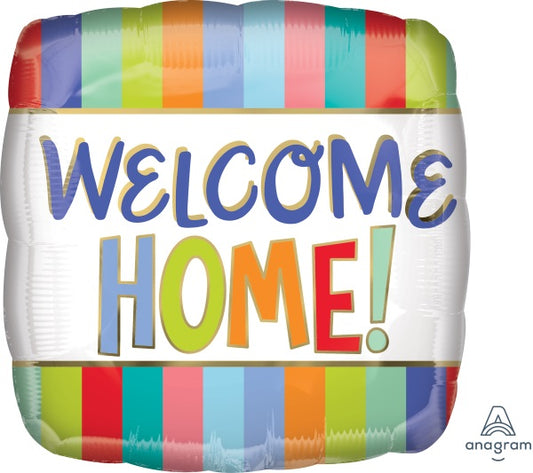 Welcome Home Striped Square 18" Foil Balloon