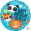 Happy Birthday 18" Foil Balloon with Lion, Tiger & Panda