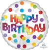 Happy Birthday Colourful Dots 18" Foil Balloon