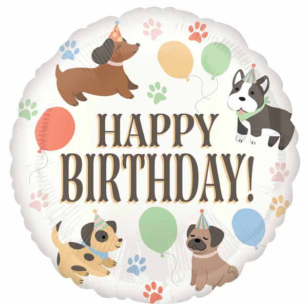 Pawsome Party Happy Birthday Puppy Dog Jumbo 28" Foil Balloon