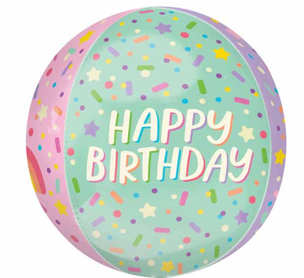 Ice Cream Party Happy Birthday Orbz Balloon 16"
