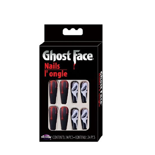 Ghost Face Self-Adhesive Press-On Blood Drip Nails, Set of 24